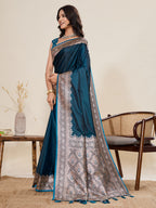 Vedant Vastram Soft Litchi Silk Banarasi Silk Jacquard Saree - Rama