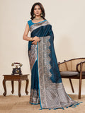 Vedant Vastram Soft Litchi Silk Banarasi Silk Jacquard Saree - Rama