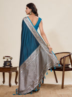 Vedant Vastram Soft Litchi Silk Banarasi Silk Jacquard Saree - Rama