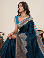 Vedant Vastram Soft Litchi Silk Banarasi Silk Jacquard Saree - Rama