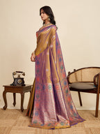 Vedant Vastram Soft Litchi Silk Banarasi Silk Jacquard Saree - Gold