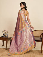 Vedant Vastram Soft Litchi Silk Banarasi Silk Jacquard Saree - Gold