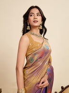 Vedant Vastram Soft Litchi Silk Banarasi Silk Jacquard Saree - Gold
