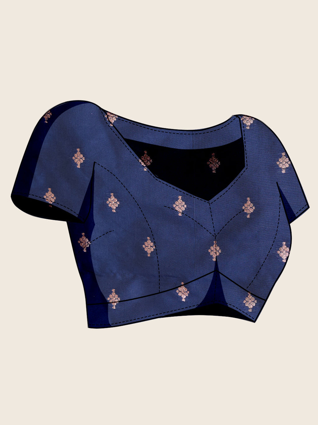 Vedant Vastram Soft Litchi Silk Banarasi Silk Jacquard Saree - Navy Blue - Distacart