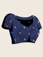 Vedant Vastram Soft Litchi Silk Banarasi Silk Jacquard Saree - Navy Blue - Distacart