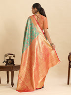 Vedant Vastram Soft Litchi Silk Kanjeevaram Silk Jacquard Saree - Green - Distacart