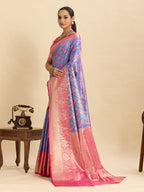 Vedant Vastram Soft Litchi Silk Kanjeevaram Silk Jacquard Saree - Lavender - Distacart