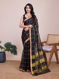 Vedant Vastram Cotton Silk Jacquard Fancy Saree - Black