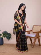 Vedant Vastram Cotton Silk Jacquard Fancy Saree - Black