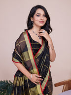 Vedant Vastram Cotton Silk Jacquard Fancy Saree - Black