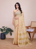 Vedant Vastram Cotton Silk Jacquard Fancy Saree - Cream
