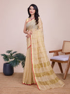 Vedant Vastram Cotton Silk Jacquard Fancy Saree - Cream