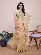 Vedant Vastram Cotton Silk Jacquard Fancy Saree - Cream