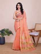 Vedant Vastram Cotton Silk Jacquard Fancy Saree - Peach