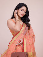 Vedant Vastram Cotton Silk Jacquard Fancy Saree - Peach