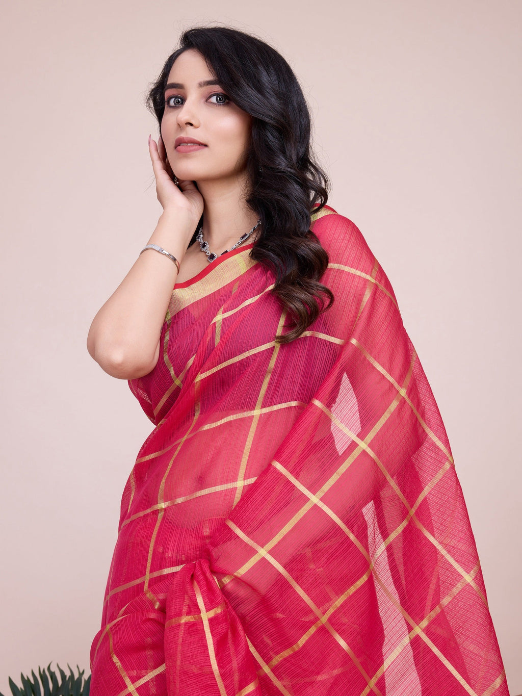 Vedant Vastram Cotton Silk Jacquard Fancy Saree - Pink