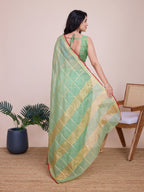 Vedant Vastram Cotton Silk Jacquard Fancy Saree - Pista