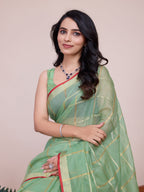 Vedant Vastram Cotton Silk Jacquard Fancy Saree - Pista