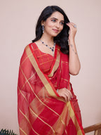 Vedant Vastram Cotton Silk Jacquard Fancy Saree - Red