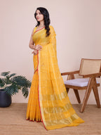 Vedant Vastram Cotton Silk Jacquard Fancy Saree - Yellow