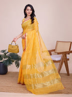 Vedant Vastram Cotton Silk Jacquard Fancy Saree - Yellow