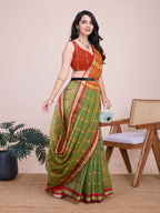 Vedant Vastram Cotton Silk Jacquard Fancy Saree - Mahendi - Distacart