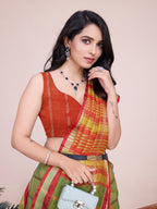Vedant Vastram Cotton Silk Jacquard Fancy Saree - Mahendi - Distacart