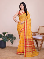 Vedant Vastram Cotton Silk Jacquard Fancy Saree - Mustard - Distacart