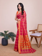Vedant Vastram Cotton Silk Jacquard Fancy Saree - Pink - Distacart