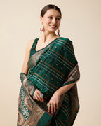 Vedant Vastram Soft Litchi Silk Banarasi Silk Saree - Green - Distacart