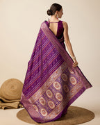Vedant Vastram Soft Litchi Silk Banarasi Silk Saree - Purple - Distacart