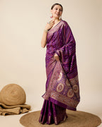 Vedant Vastram Soft Litchi Silk Banarasi Silk Saree - Purple - Distacart