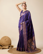 Vedant Vastram Soft Litchi Silk Banarasi Silk Saree - Violet - Distacart