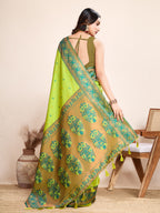Vedant Vastram Soft Litchi Silk Kanjeevaram Silk Saree - Parrot