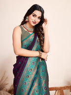 Vedant Vastram Soft Litchi Silk Kanjeevaram Silk Saree - Wine - Distacart