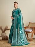 Vedant Vastram Art Silk Fancy Jacquard Saree - Green - Distacart