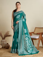 Vedant Vastram Art Silk Fancy Jacquard Saree - Green - Distacart