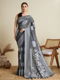 Vedant Vastram Art Silk Fancy Jacquard Saree - Grey - Distacart