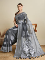 Vedant Vastram Art Silk Fancy Jacquard Saree - Grey - Distacart