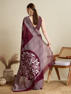 Vedant Vastram Art Silk Fancy Jacquard Saree - Maroon - Distacart