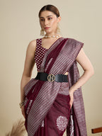 Vedant Vastram Art Silk Fancy Jacquard Saree - Maroon - Distacart