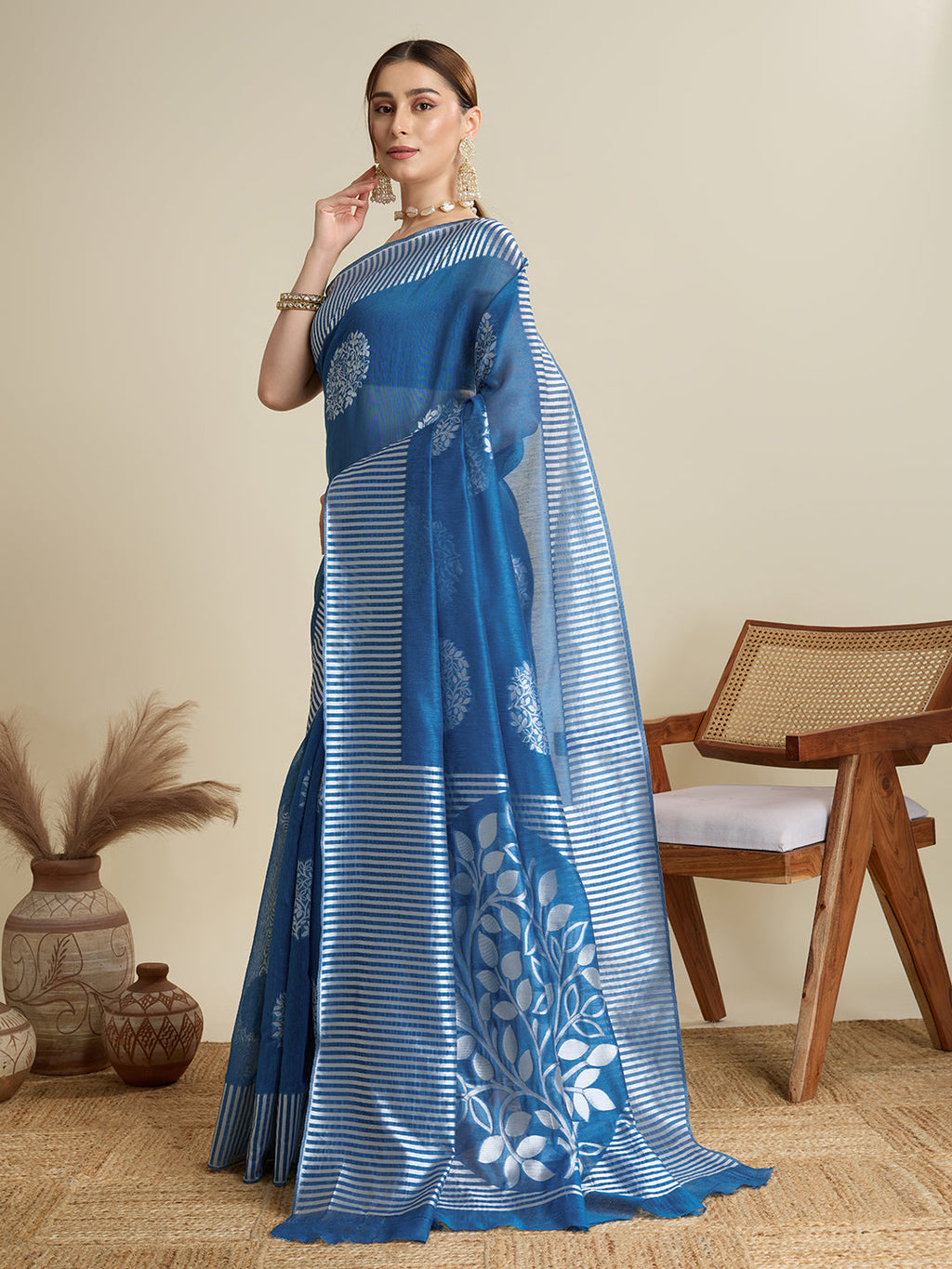 Vedant Vastram Art Silk Fancy Jacquard Saree - Rama - Distacart