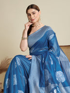 Vedant Vastram Art Silk Fancy Jacquard Saree - Rama - Distacart