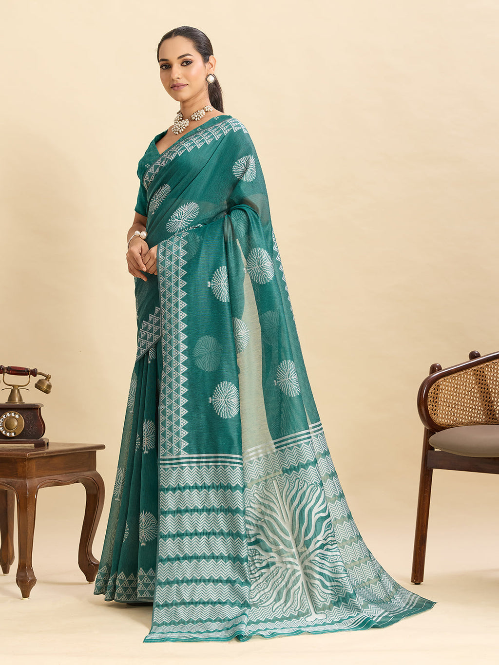 Vedant Vastram Art Silk Fancy Jacquard Saree - Green - Distacart