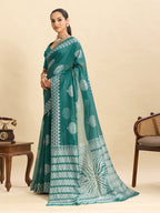 Vedant Vastram Art Silk Fancy Jacquard Saree - Green - Distacart