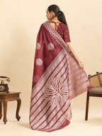 Vedant Vastram Art Silk Fancy Jacquard Saree - Maroon - Distacart
