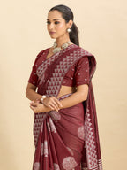 Vedant Vastram Art Silk Fancy Jacquard Saree - Maroon - Distacart