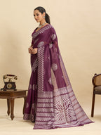 Vedant Vastram Art Silk Fancy Jacquard Saree - Wine - Distacart