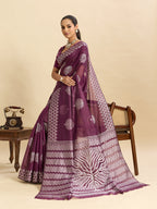 Vedant Vastram Art Silk Fancy Jacquard Saree - Wine - Distacart