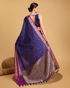 Vedant Vastram Soft Litchi Silk Banarasi Silk Saree - Blue